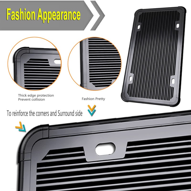 ZXFOOG Black License Plate Frame- Silicone License Plate Cover Holder for Front or Rear Car Tag, Rustproof Rattle Proof with Mounting Screws Caps, 1 Pack - Image 2